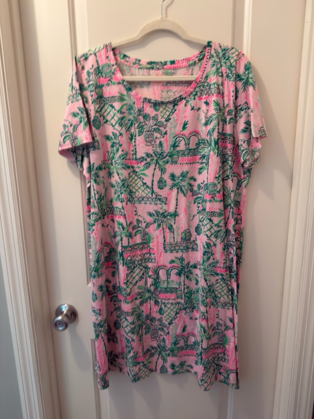 Lilly Pulitzer Pink and Green Tropical Print Dress